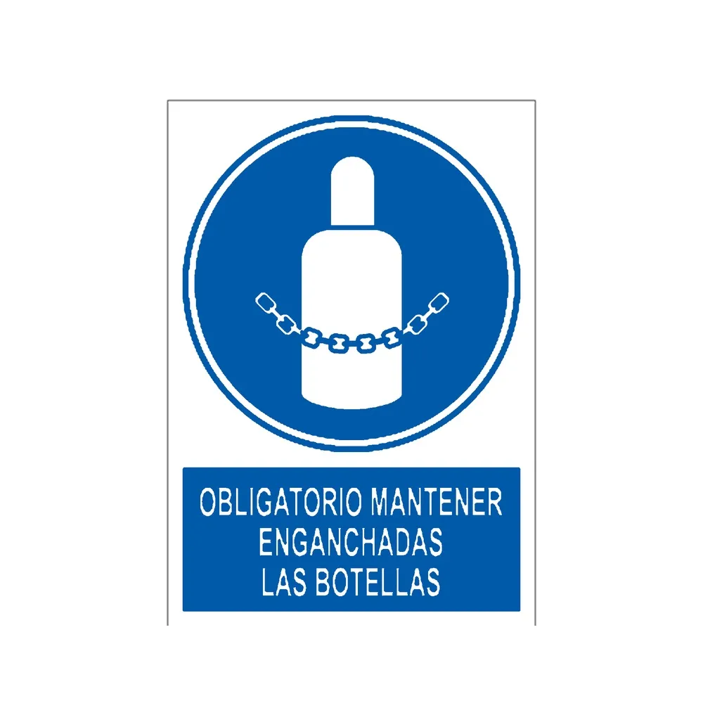 Señal / Cartel de Obligatorio mantener enganchadas las botellas