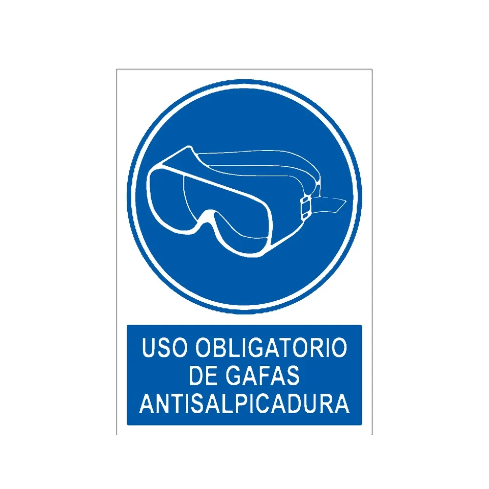 Señal / Cartel de Uso obligatorio de gafas antisalpicadura