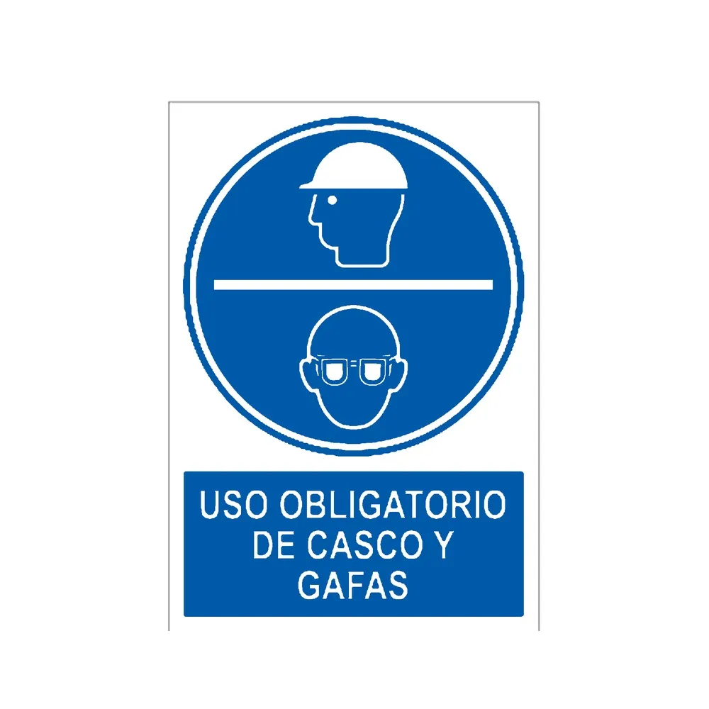 Señal / Cartel de Uso obligatorio de casco y gafas