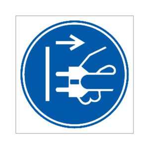 Señal / Cartel de Obligatorio desenchufar en caso de avería o mantenimiento
