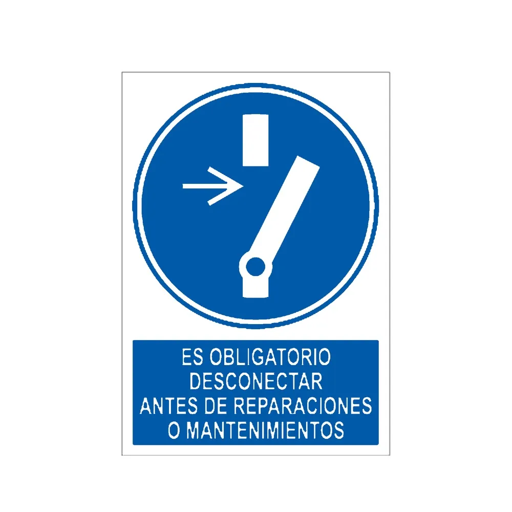 Señal / Cartel de Obligatorio desconectar antes de reparaciones o mantenimiento