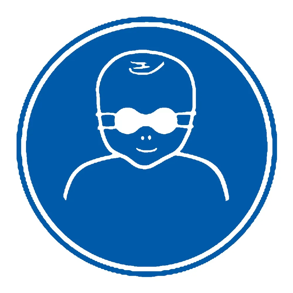Señal / Cartel de Obligatorio que los niños usen gafas opacas