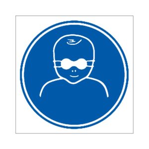 Señal / Cartel de Obligatorio que los niños usen gafas opacas