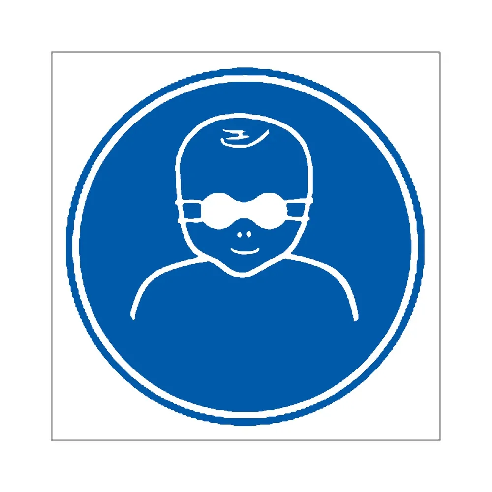 Señal / Cartel de Obligatorio que los niños usen gafas opacas