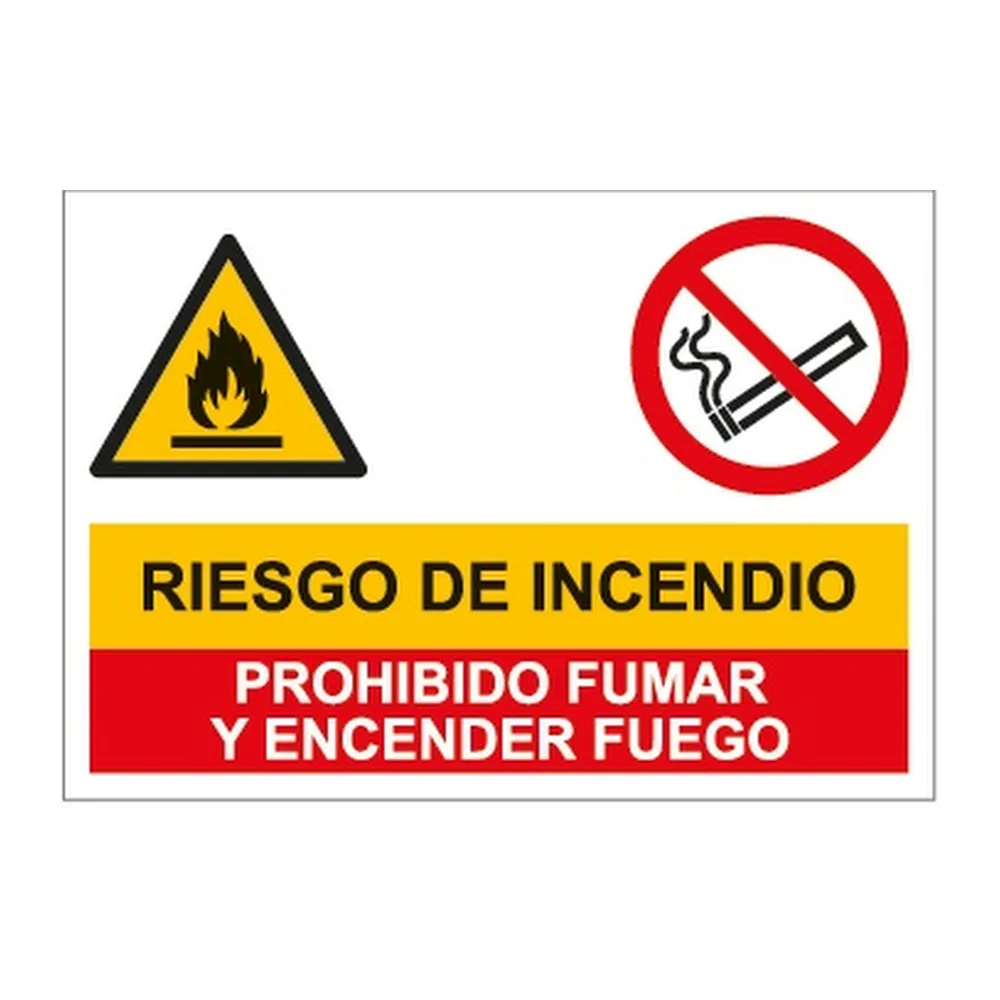 Señal / cartel de combinada riesgo de incendio