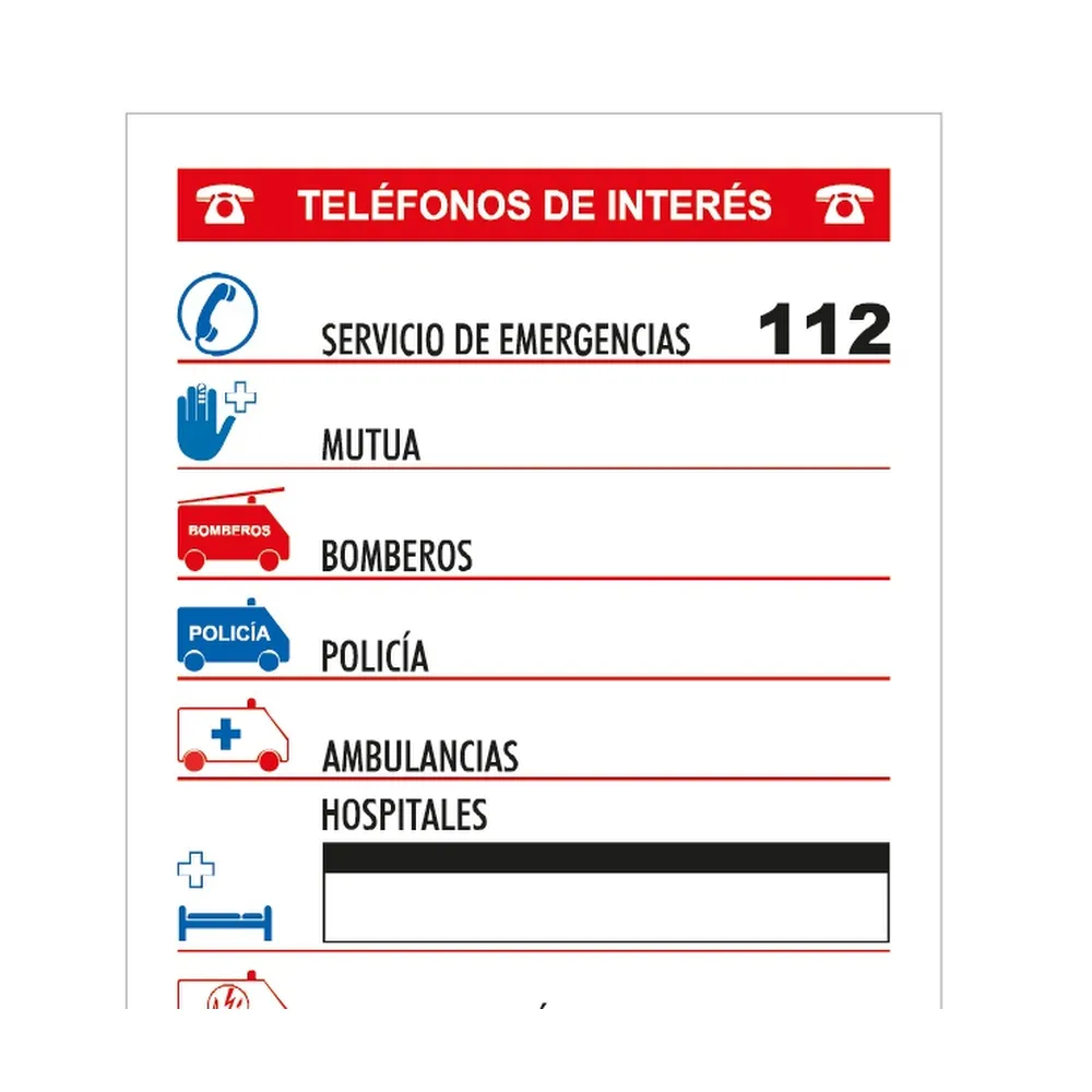 Señal / cartel de Teléfonos de interés
