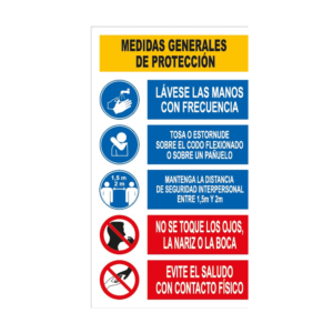 Señal / cartel de medidas generales de protección (castellano)