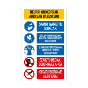 Señal / cartel de Kartela neurri orokorrak babesteko (euskera)