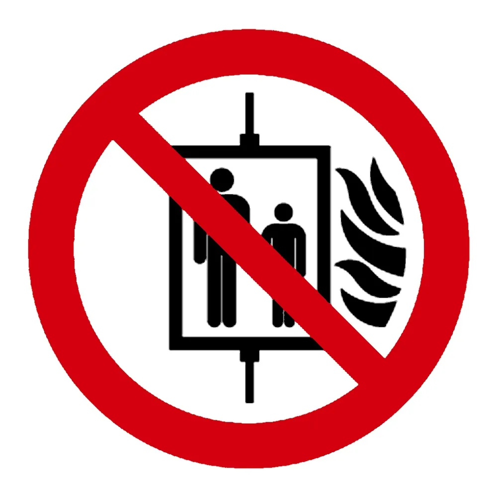 Señal / Cartel de No utilizar en caso de incendio
