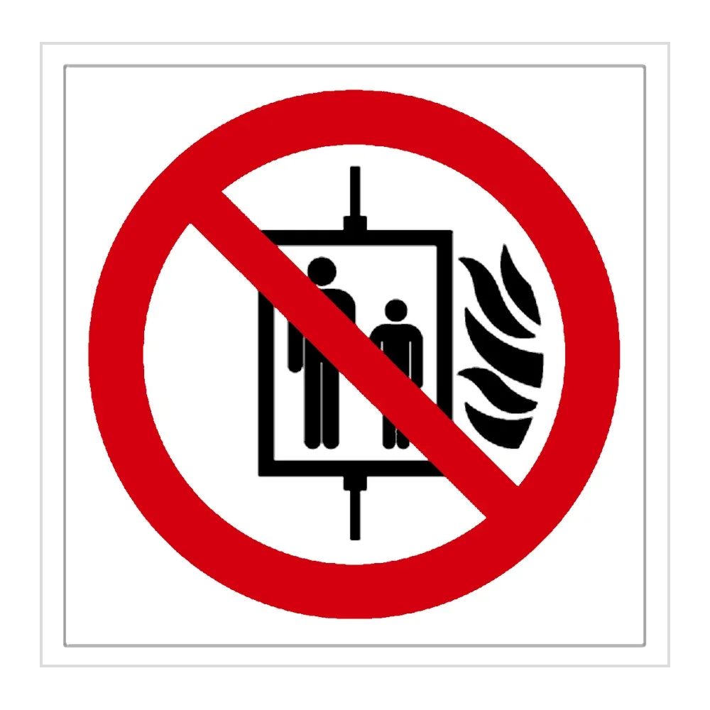 Señal / Cartel de No utilizar en caso de incendio