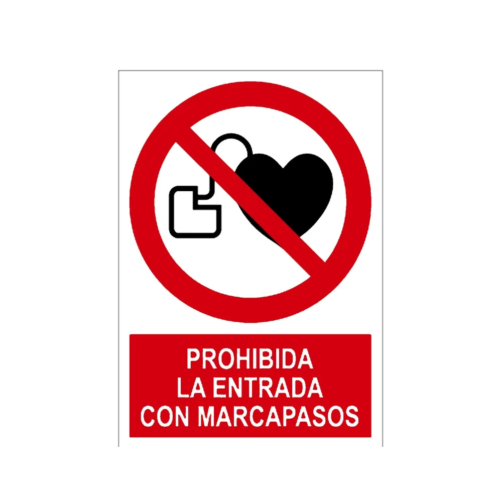 Señal / Cartel de Prohibida la entrada con marcapasos