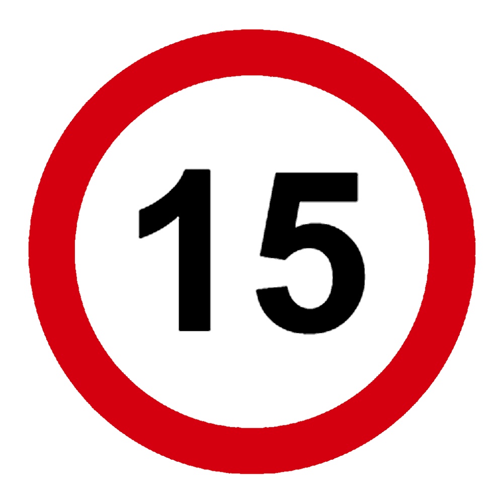 Señal / Cartel de Velocidad máxima 15 km/h