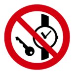 Señal / Cartel de Prohibido el uso de objetos metálicos