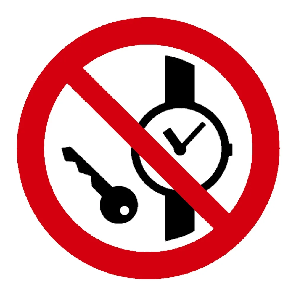 Señal / Cartel de Prohibido el uso de objetos metálicos