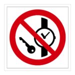 Señal / Cartel de Prohibido el uso de objetos metálicos