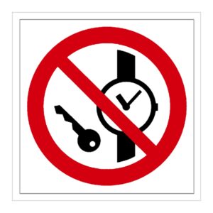 Señal / Cartel de Prohibido el uso de objetos metálicos