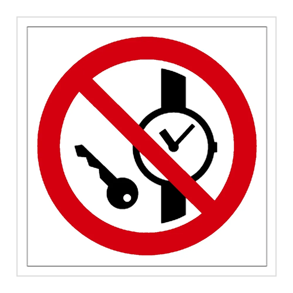 Señal / Cartel de Prohibido el uso de objetos metálicos