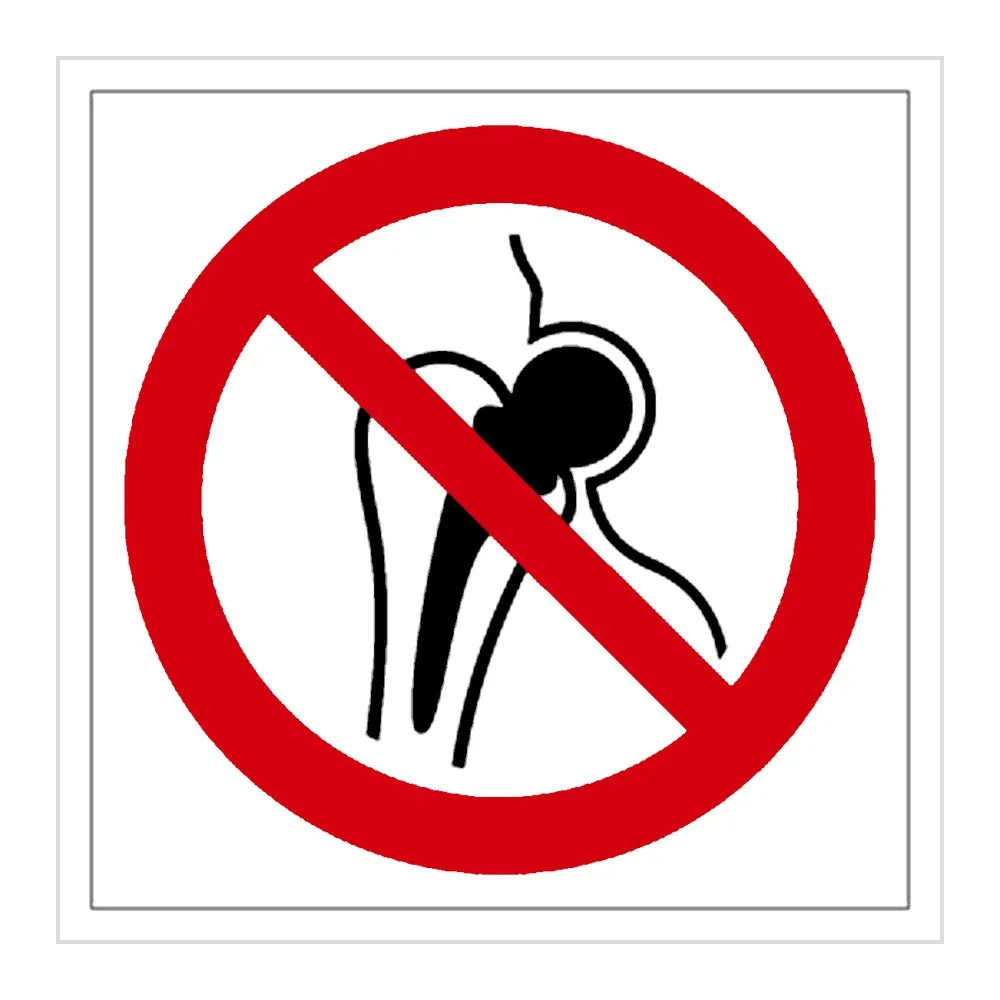 Señal / Cartel de Prohibida la entrada con implantes metálicos