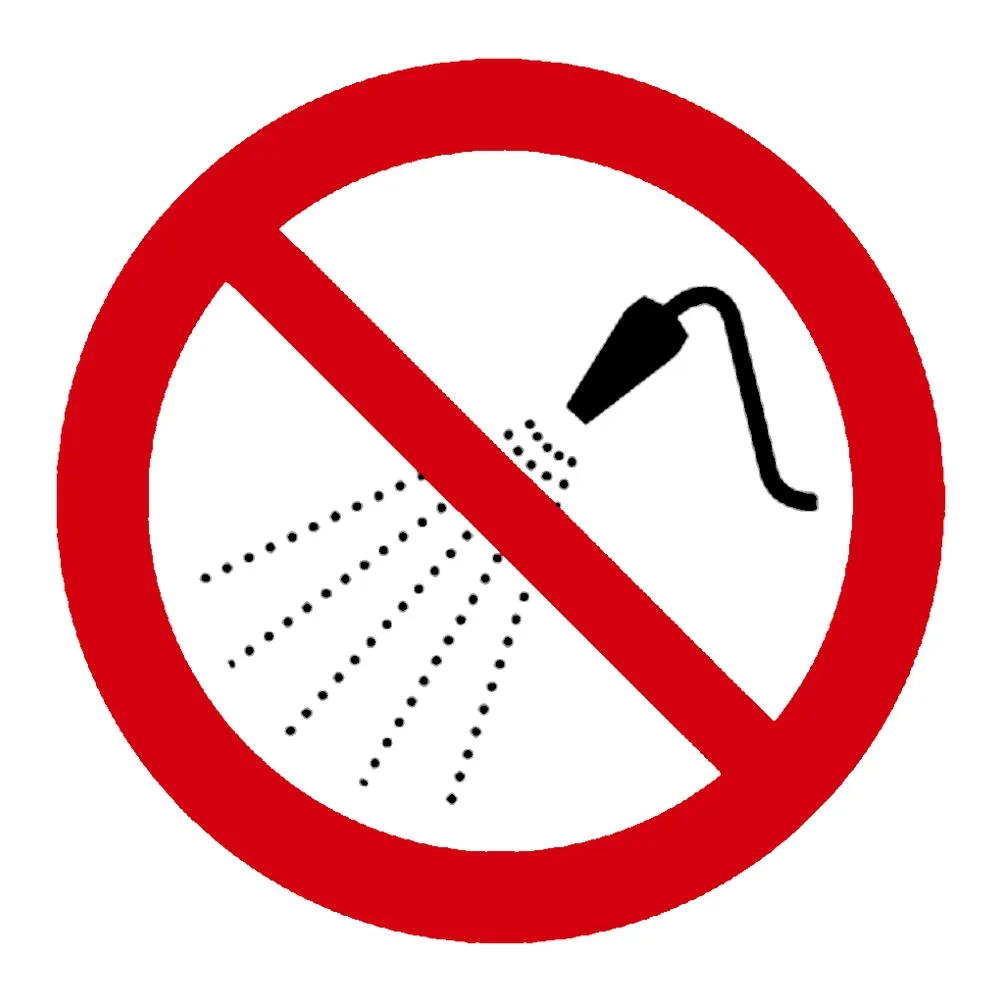 Señal / Cartel de Prohibido rociar con agua