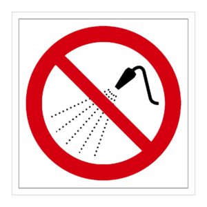 Señal / Cartel de Prohibido rociar con agua