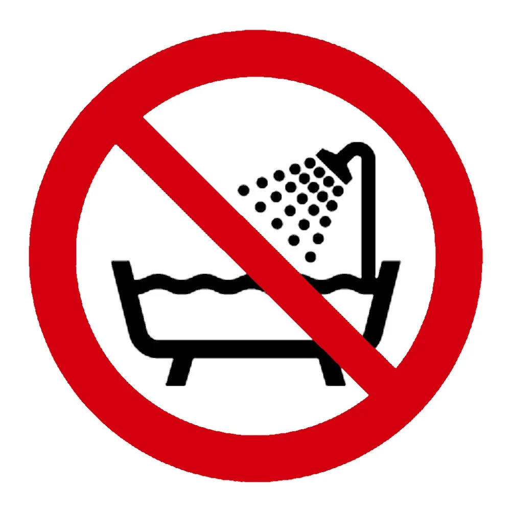 Señal / Cartel de Prohibido el uso en presencia de agua