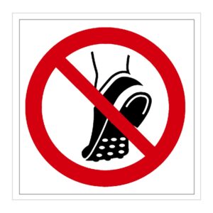 Señal / Cartel de Prohibido el uso de calzado con tachuelas