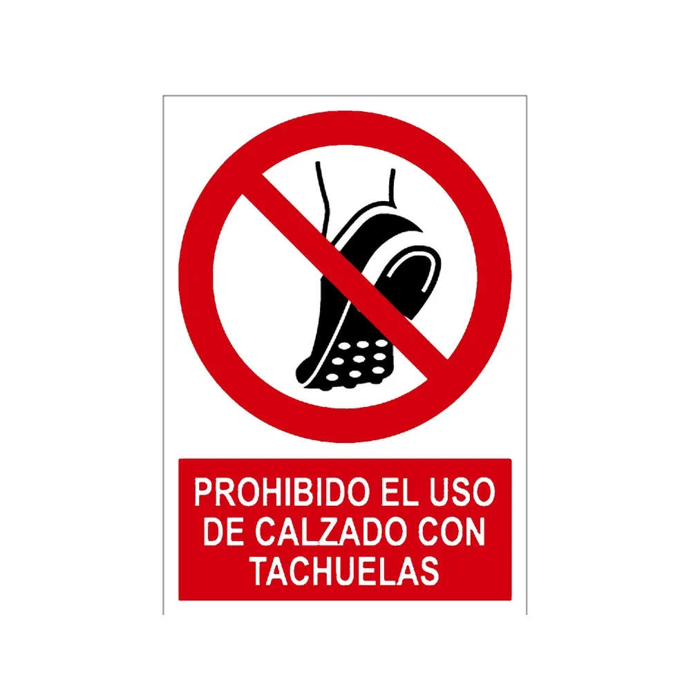 Señal / Cartel de Prohibido el uso de calzado con tachuelas