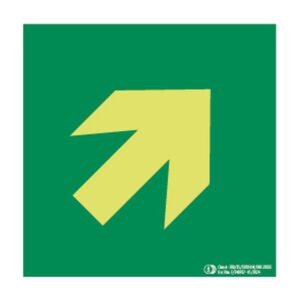 Flecha de evacuación arriba-derecha