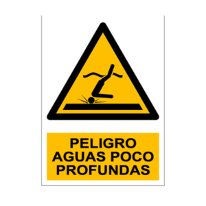 Senal deportiva "Peligro aguas poco profundas"