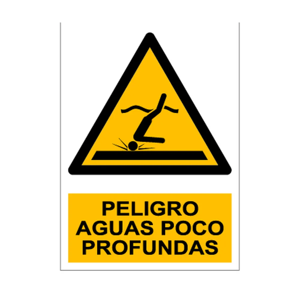 Senal deportiva "Peligro aguas poco profundas"