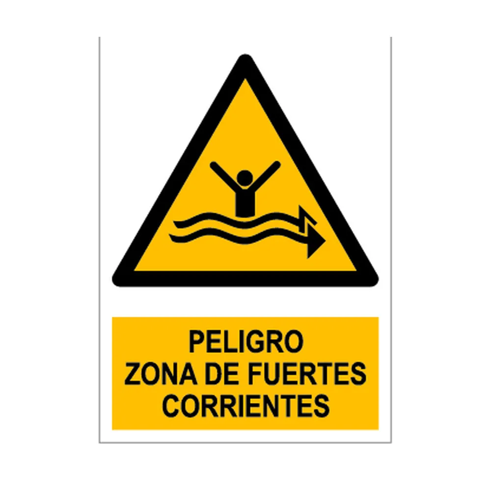 Senal deportiva "Peligro zona de fuertes corrientes"