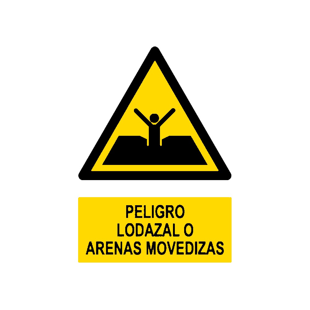 Señal deportiva «Peligro lodazal o arenas movedizas»