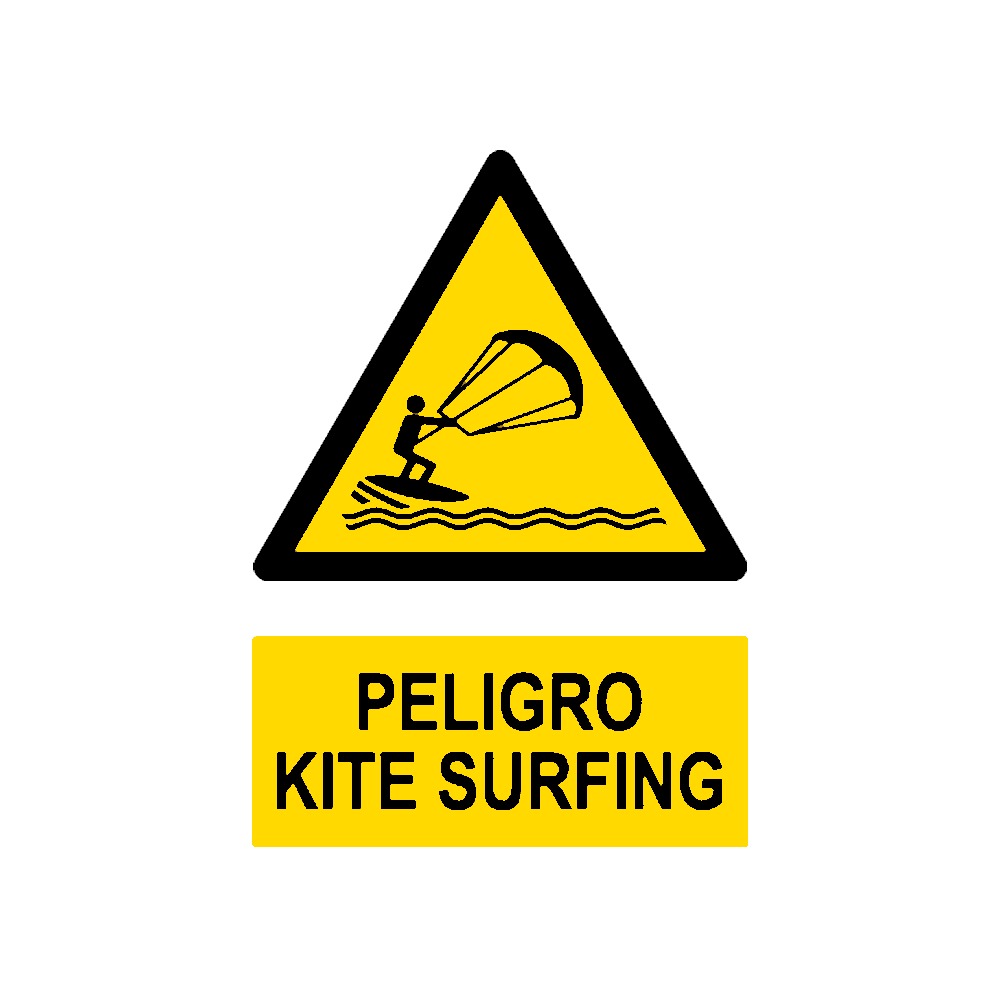 Señal deportiva «Peligro kite surfing»