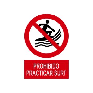 Señal deportiva «Prohibido practicar surf»