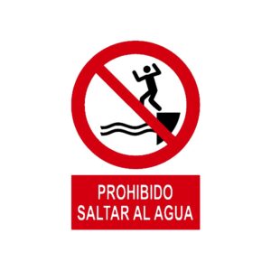 Señal deportiva «Prohibido saltar al agua»