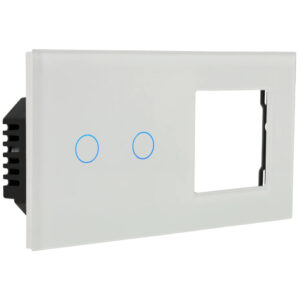 A-SMARTHOME A-LST157-KIT-2L/1G-W Kit con panel doble e interruptor