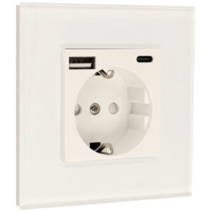 A-SMARTHOME A-SCK86-KIT-USB/A/C-W Kit con enchufe y marco
