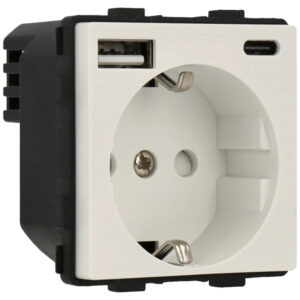 A-SMARTHOME A-SCK86-USB/A/C-W Enchufe con 2 puertos USB (Tipo A + Tipo C)