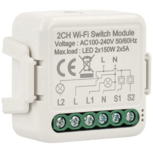 A-SMARTHOME A-WSM-02 Interruptor Wi-Fi para 2 lámparas y 2 pulsadores de pared
