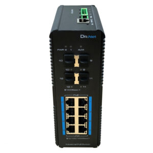DrNET ISGE12L2-8P-144W Switch PoE Industrial Gestionable L2 8 puertos Gigabit + 4 SFP 144W
