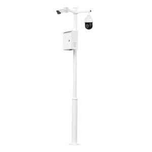 Global KIT-BACULO-35-BLANCO – Báculo desmontable 3,5 m acero galvanizado blanco con soporte cámara y speed dome