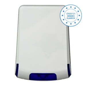 Teletek SR300BBM – Sirena Exterior Piezoeléctrica Flash Azul Grado 3