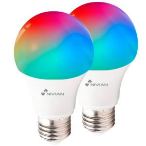 Nivian Smart NVS-BULB-RGBW-9E27-W Pack 2 Bombillas Inteligentes LED RGB+CCT WiFi E27 9 W