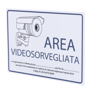 Cartel de señalización CCTV en italiano AC-CARTEL-IT — PVC UV, 150×210 mm, interior/exterior