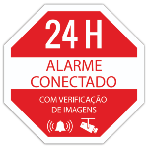 Pegatina Aviso Alarma Conectada 24H — Vinilo Laminado 65×65 mm Interior/Exterior