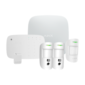Ajax AJ-HUB2KIT-MP-PHOD-KPD-W Kit de Alarma Profesional Grado 2 con 2 PIRCAM PhOD, Teclado RFID y Sirena