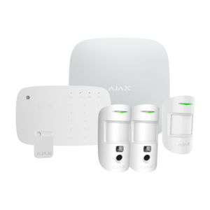 Ajax AJ-HUB2KIT4G-MP-PRO-KPD-W Kit de Alarma Profesional Grado 2 con Hub 2 4G, 2 PIRCAM, PIR, Teclado RFID, Sirena y TAG