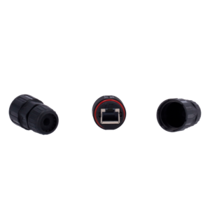 Avant CON-RJ45-GLAND-W-BLACK Conector RJ45 hembra-hembra con racor industrial IP68 negro