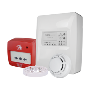 DMTech DMT-FP9000L-4KIT-IT Kit central convencional incendio 4 zonas con detector óptico y pulsador