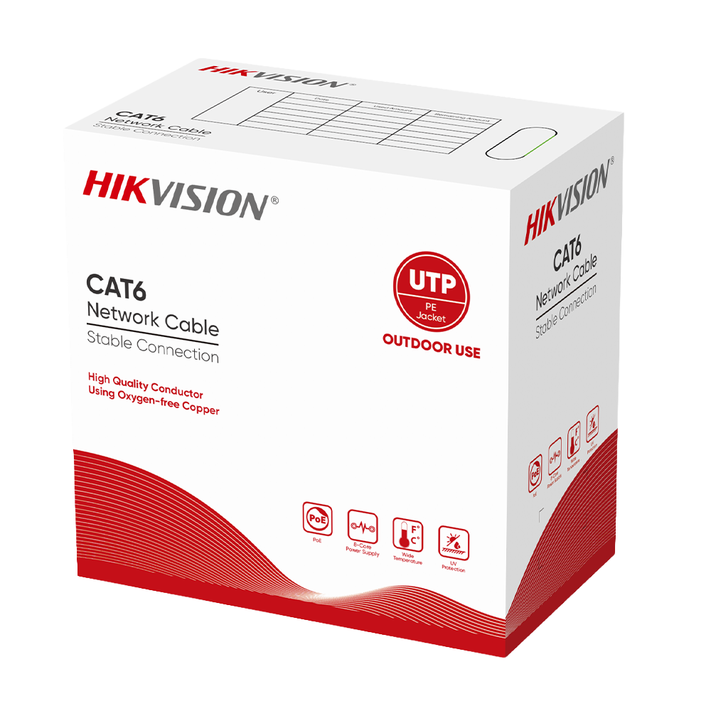 Hikvision DS-1LN6OUSPE-BLACK-305M Cable U/UTP Cat. 6 Exter